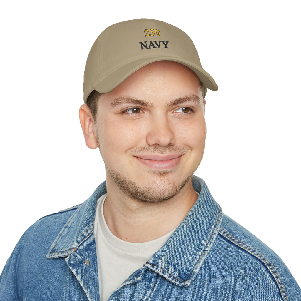 Navy 250 Embroidered Low Profile Baseball Cap — Military Tribute Hat for Veterans & Supporters