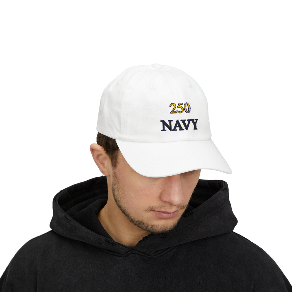 Navy 250 Embroidered Dad Cap — Classic Military Baseball Hat