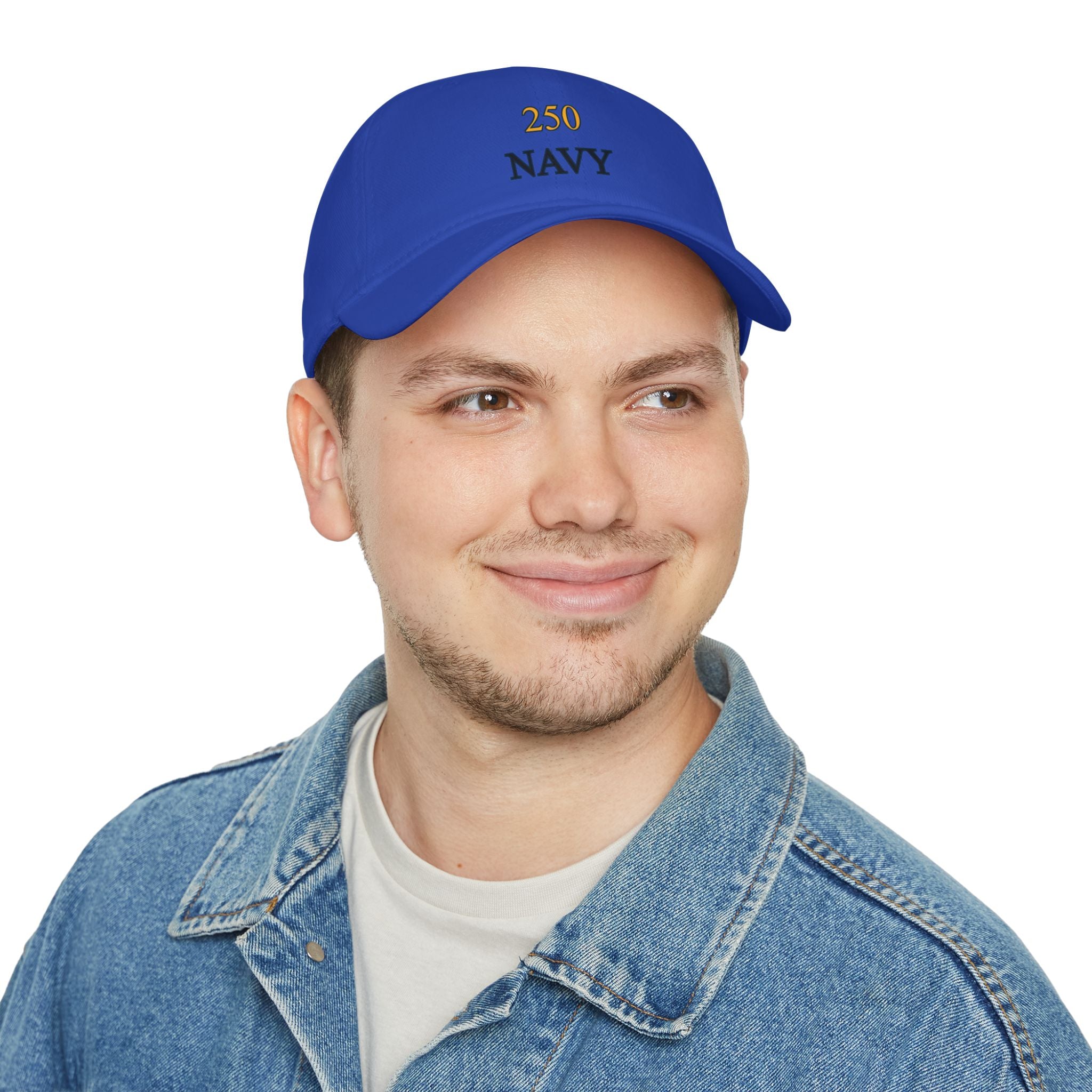 Navy 250 Embroidered Low Profile Baseball Cap — Military Tribute Hat for Veterans & Supporters