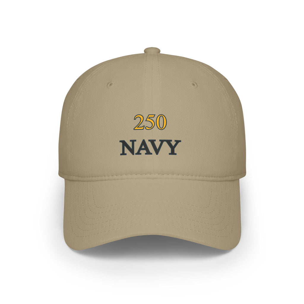 Navy 250 Embroidered Low Profile Baseball Cap — Military Tribute Hat for Veterans & Supporters
