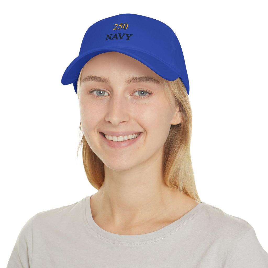 Navy 250 Embroidered Low Profile Baseball Cap — Military Tribute Hat for Veterans & Supporters