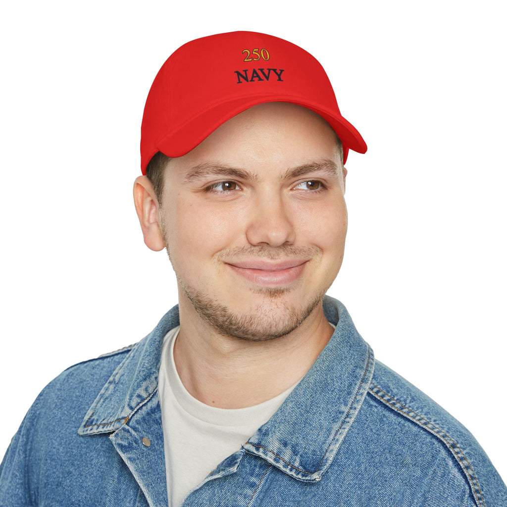 Navy 250 Embroidered Low Profile Baseball Cap — Military Tribute Hat for Veterans & Supporters