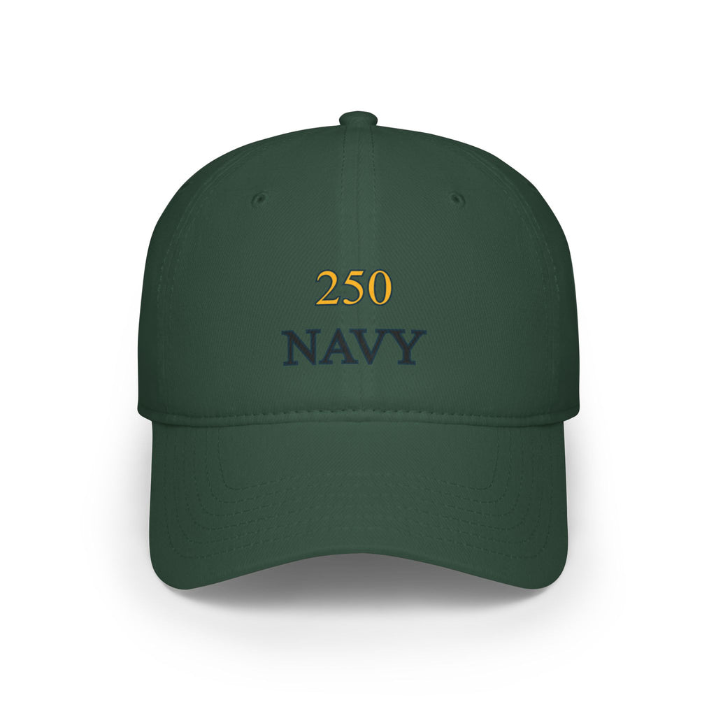 Navy 250 Embroidered Low Profile Baseball Cap — Military Tribute Hat for Veterans & Supporters