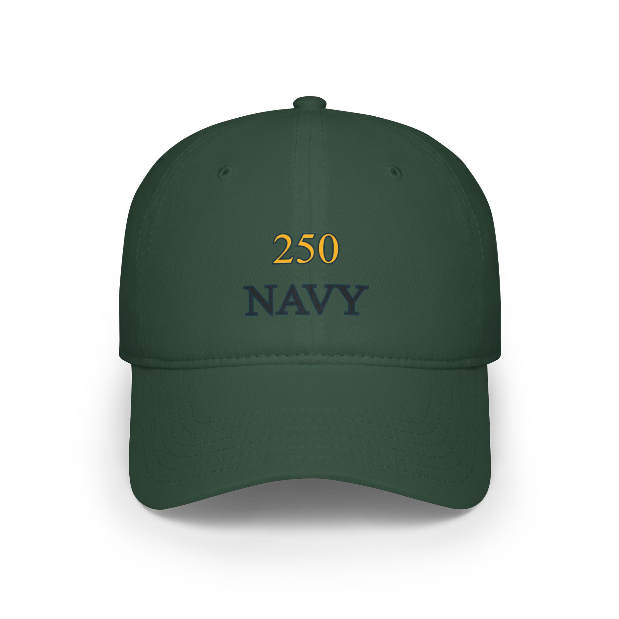 Navy 250 Embroidered Low Profile Baseball Cap — Military Tribute Hat for Veterans & Supporters