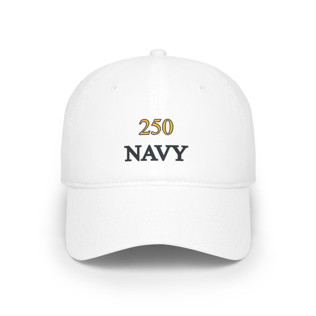 Navy 250 Embroidered Low Profile Baseball Cap — Military Tribute Hat for Veterans & Supporters