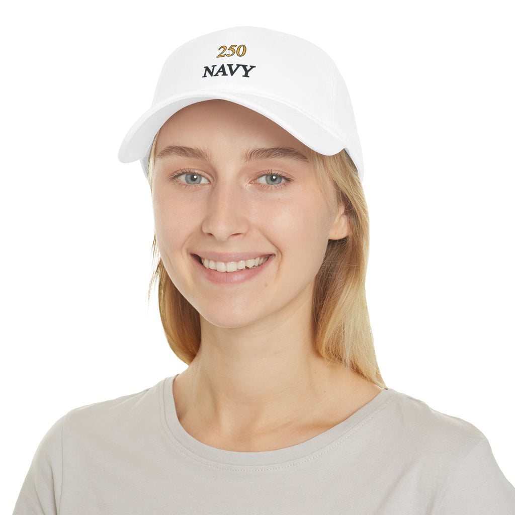Navy 250 Embroidered Low Profile Baseball Cap — Military Tribute Hat for Veterans & Supporters