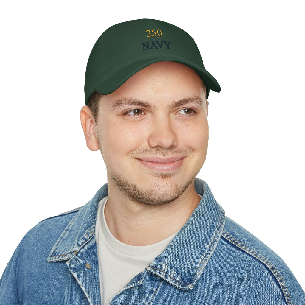 Navy 250 Embroidered Low Profile Baseball Cap — Military Tribute Hat for Veterans & Supporters