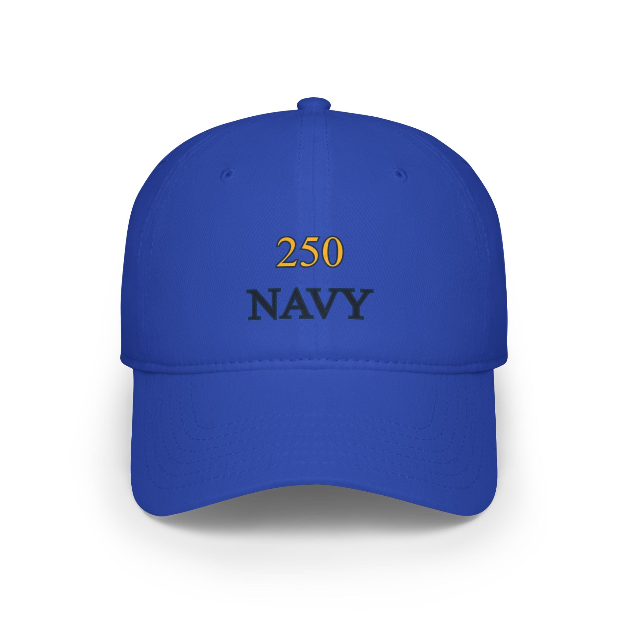 Navy 250 Embroidered Low Profile Baseball Cap — Military Tribute Hat for Veterans & Supporters